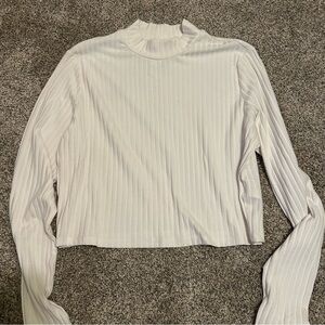 H&M White Ribbed Long Sleeve Top